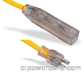 美国延长线（室内延长线）5-15P 透明带灯三孔插座 北美ETL认证安规标准AC电源延长线