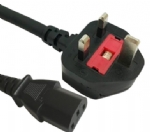 英国电源线 (UK电源) 带保险丝，注塑式大英插头，IEC 60320 C13 品子尾， 电脑插， BSI1363A，ASTA认证安规标准AC电源连接线